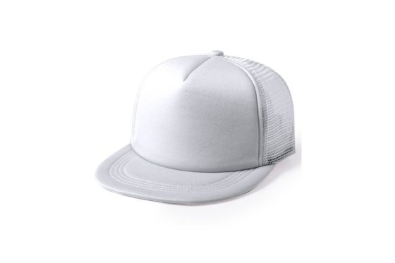 Καπέλο λευκό με πλέγμα και έγχρωμη εκτύπωση