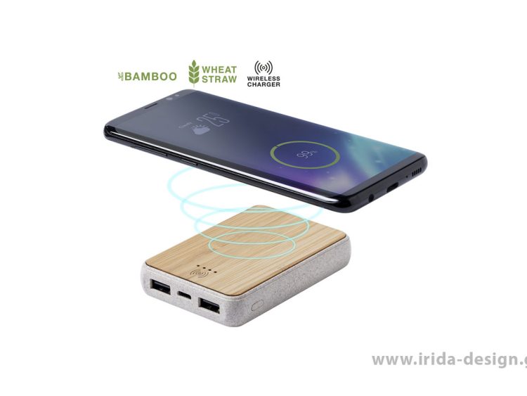 Power Bank Φορτιστής από Άχυρο Σίτου και Μπαμπού
