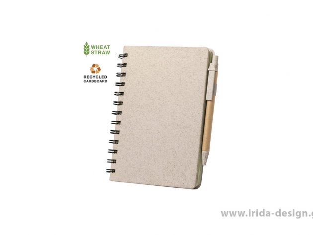 Οικολογικό Σετ Σημειωματάριο Στυλό από Ανακυκλωμένο Χαρτόνι και Σιτάρι