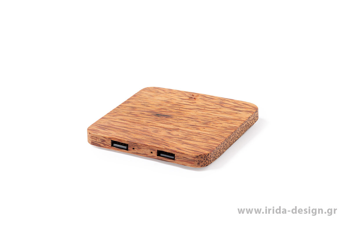 Ασύρματος Φορτιστής 10W με 2 Θύρες USB, από Καρύδα