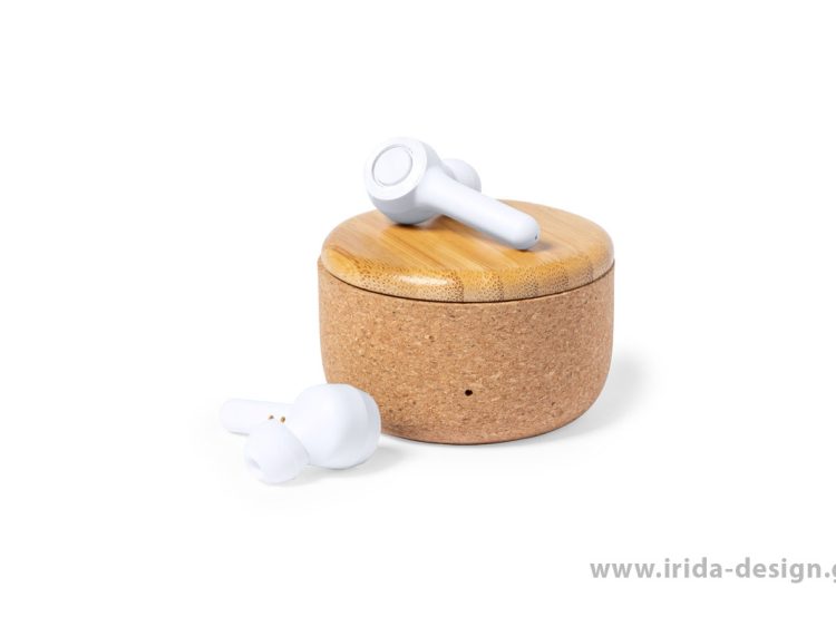 Ασύρματα Ακουστικά Bluetooth 5.0 In-ear με Βάση Φόρτισης από Φελλό και Μπαμπού