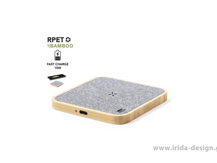 Ασύρματος Ταχυφορτιστής 15W Type-C από Μπαμπού και RPET