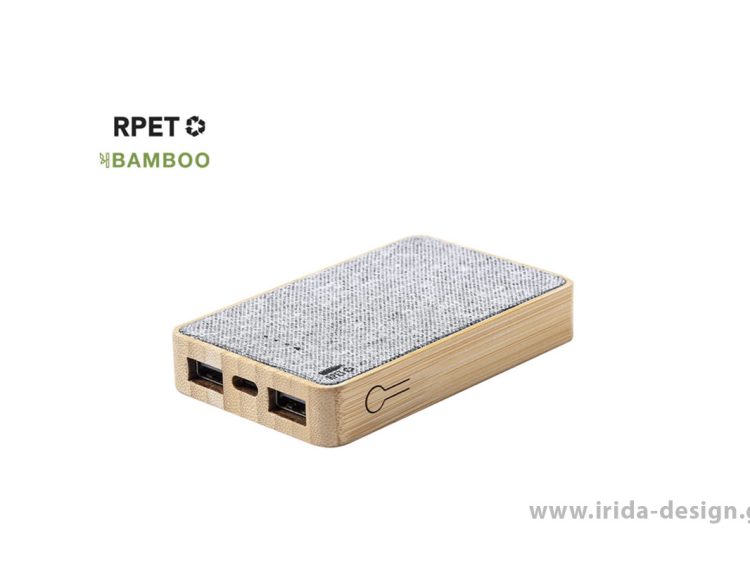 Powerbank 5000mAh USB και Type-C από Μπαμπού και RPET