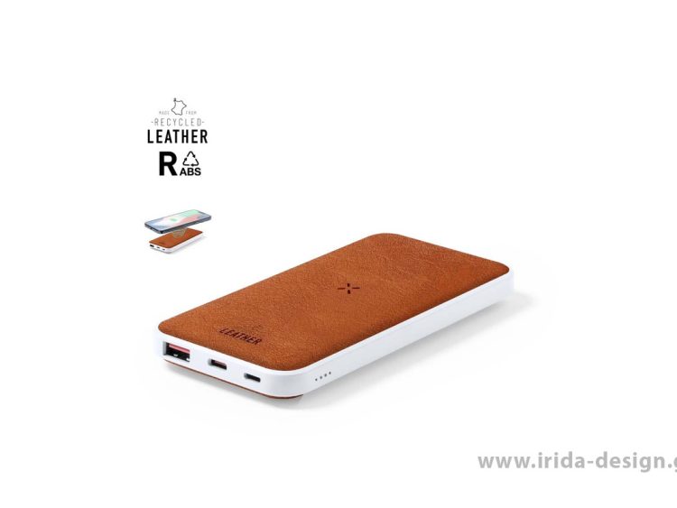 Powerbank 8000 mAh με Ασύρματη Φόρτιση από Ανακυκλωμένο Δέρμα
