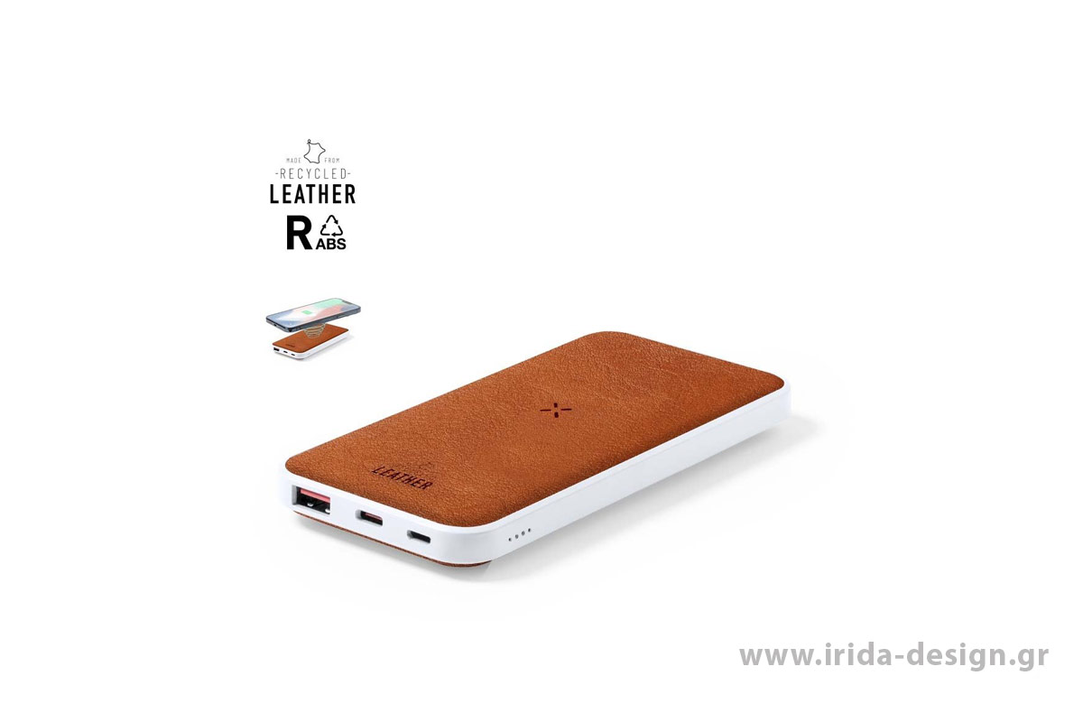 Powerbank 8000 mAh με Ασύρματη Φόρτιση από Ανακυκλωμένο Δέρμα