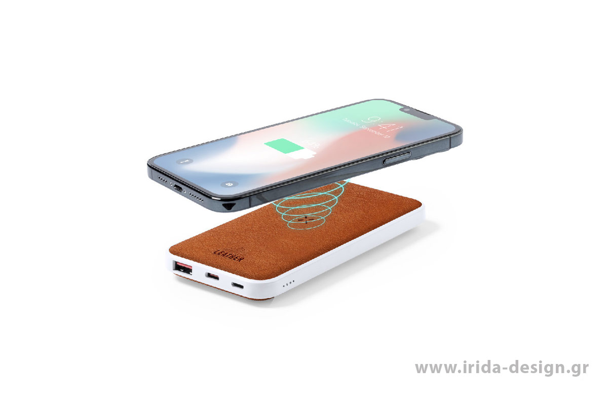Powerbank 8000 mAh με Ασύρματη Φόρτιση από Ανακυκλωμένο Δέρμα
