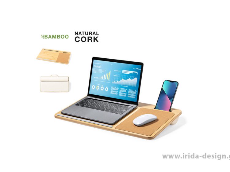 Organizer Mousepad Βάση Κινητών Συσκευών από Bamboo/Φελλό/Πολυεστέρα