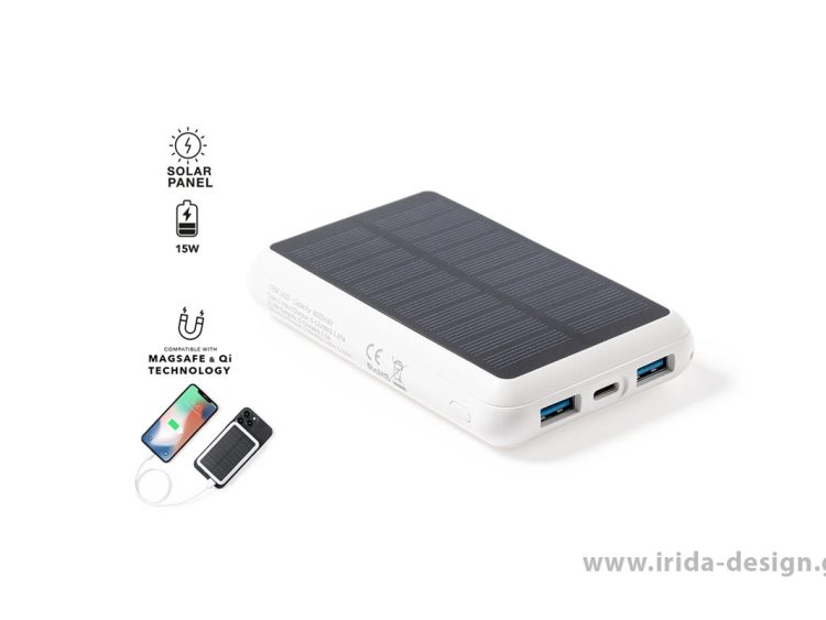 Powerbank 8.000 mAh Ηλιακής Φόρτισης με Ασύρματη Μαγνητική Φόρτιση