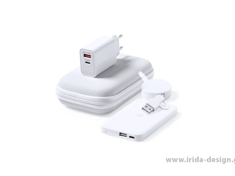 Σετ Powerbank 4000 mAh με Ασύρματη Φόρτιση, Επεκτεινόμενο Καλώδιο και Φορτιστής Πρίζας