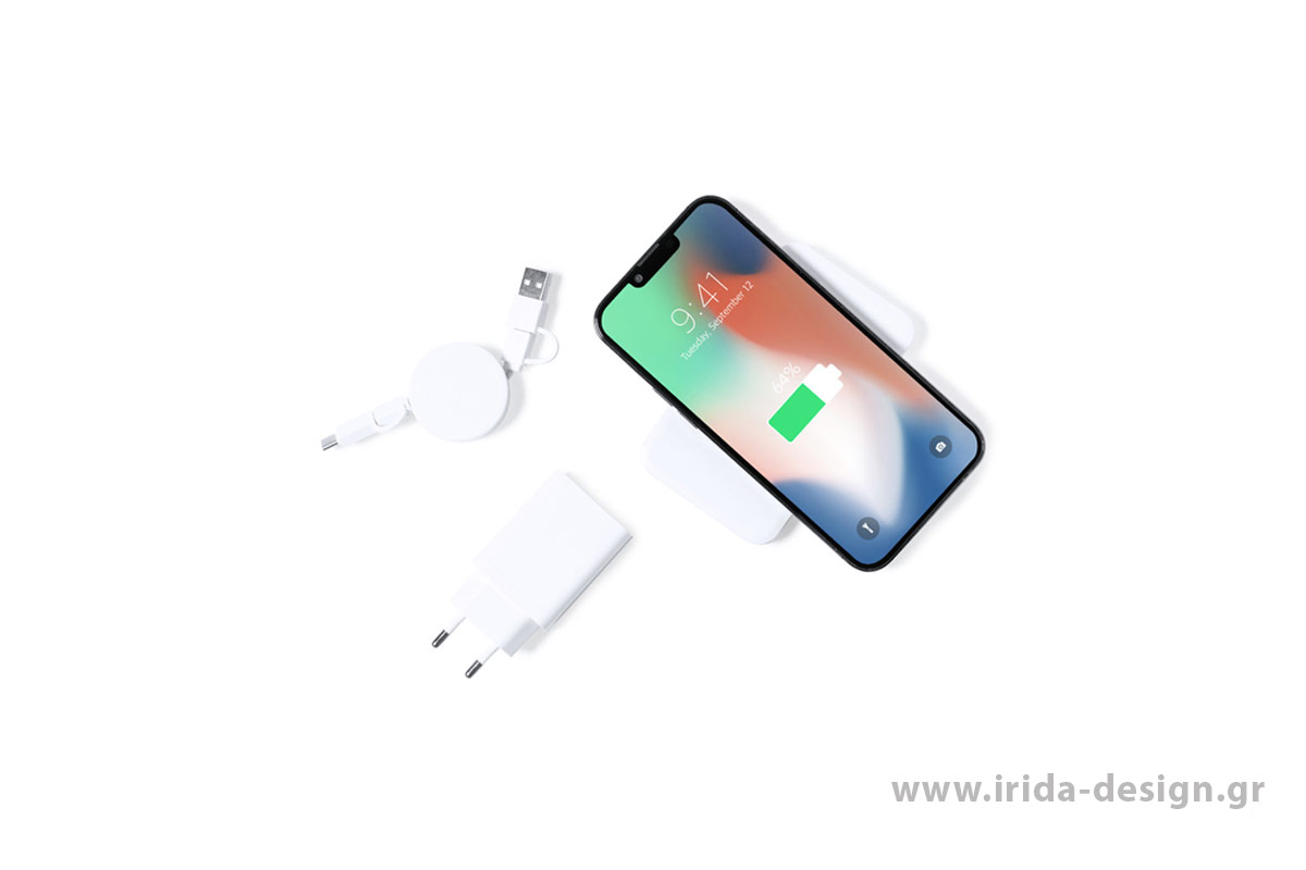 Σετ Powerbank 4000 mAh με Ασύρματη Φόρτιση, Επεκτεινόμενο Καλώδιο και Φορτιστής Πρίζας