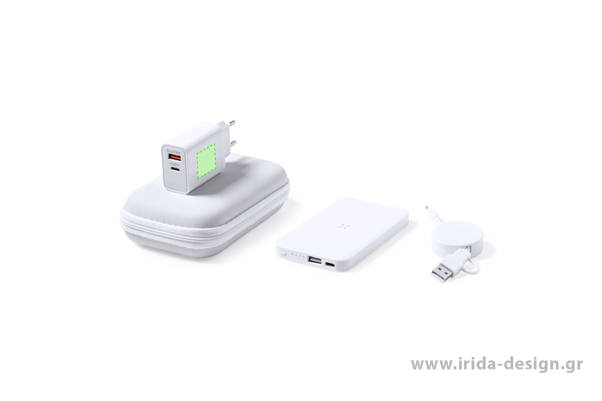 Σετ Powerbank 4000 mAh με Ασύρματη Φόρτιση, Επεκτεινόμενο Καλώδιο και Φορτιστής Πρίζας