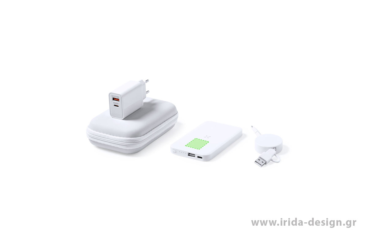 Σετ Powerbank 4000 mAh με Ασύρματη Φόρτιση, Επεκτεινόμενο Καλώδιο και Φορτιστής Πρίζας