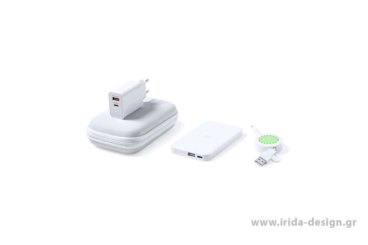 Σετ Powerbank 4000 mAh με Ασύρματη Φόρτιση, Επεκτεινόμενο Καλώδιο και Φορτιστής Πρίζας