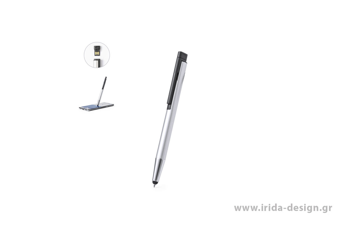 Μεταλλικό Στυλό Ballpoint Αφής με Memory Stick 16GB σε Ασημί Χρώμα