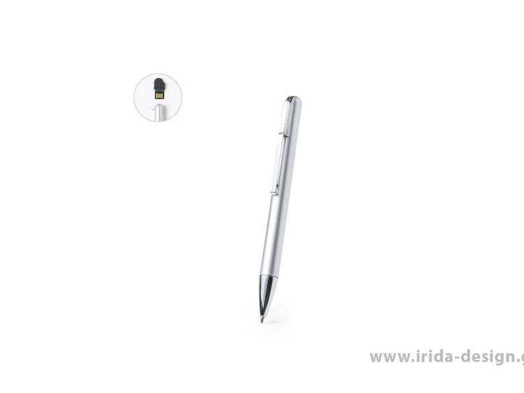 Στυλό Ballpoint με USB Stick 16GB σε Ασημί Χρώμα