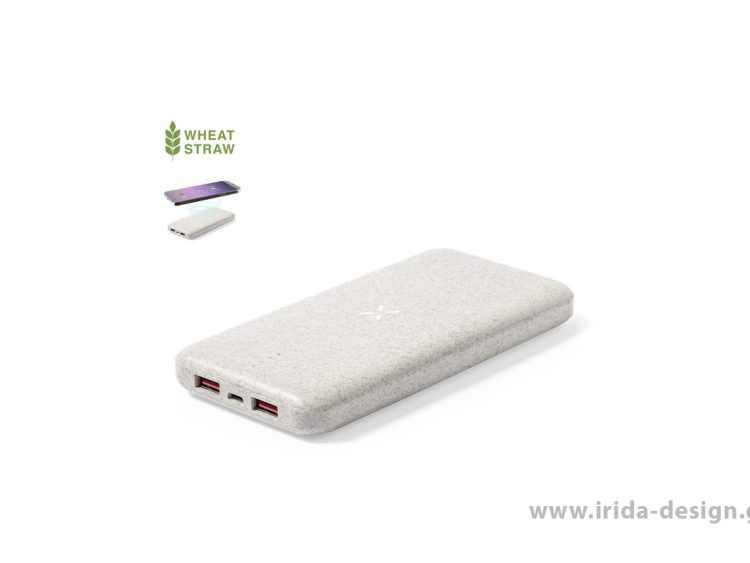 Powerbank 8000mAh Ασύρματος Φορτιστής από Άχυρο Σίτου/ABS