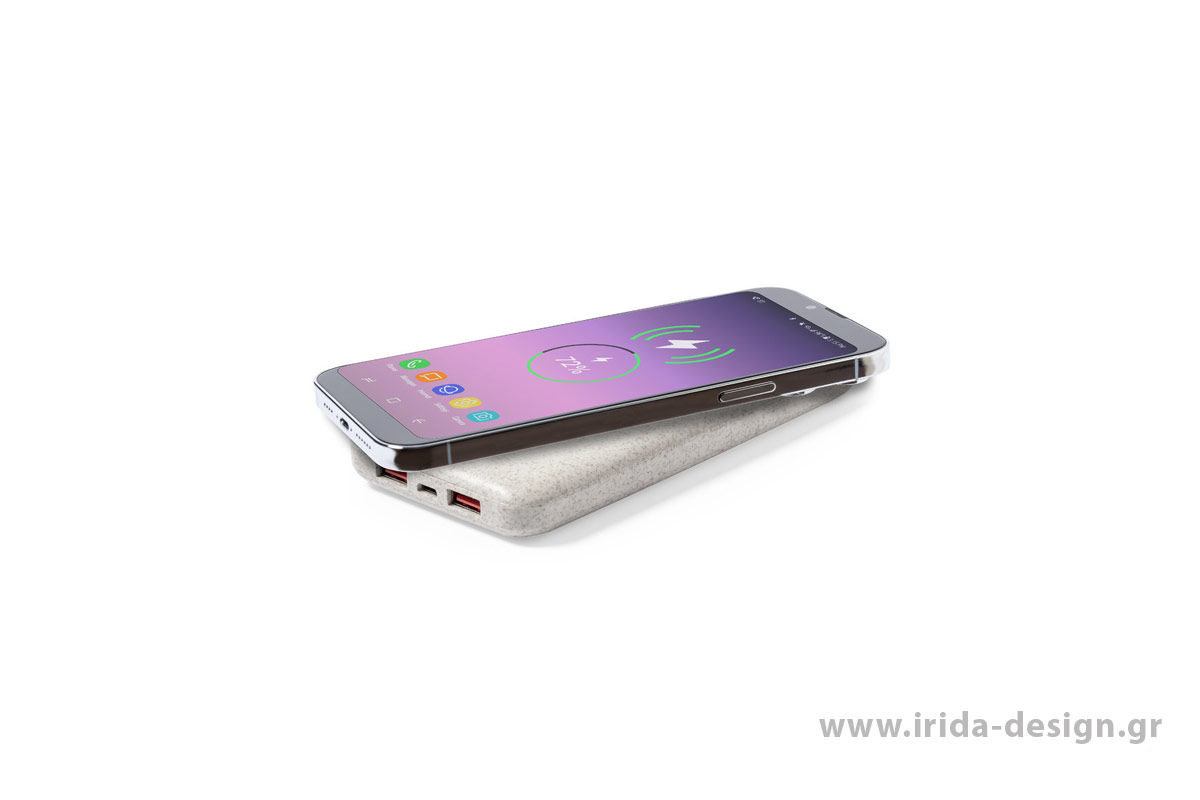 Powerbank 8000mAh Ασύρματος Φορτιστής από Άχυρο Σίτου/ABS