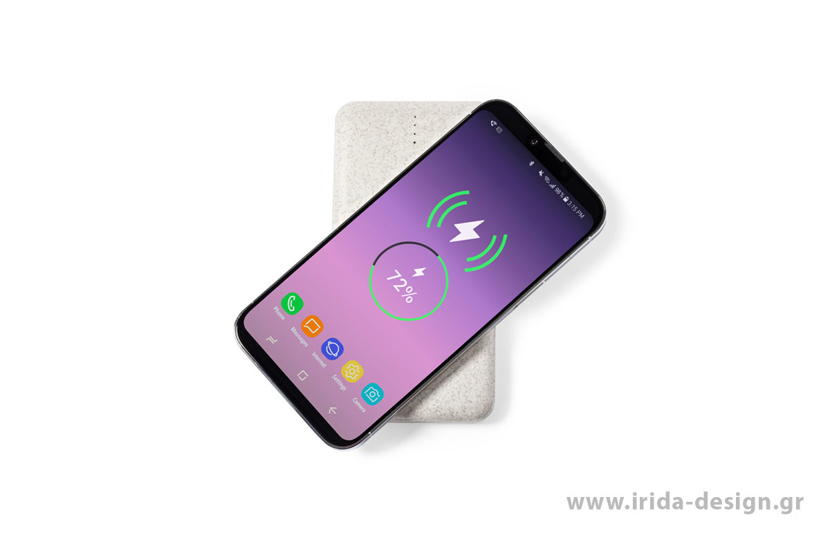 Powerbank 8000mAh Ασύρματος Φορτιστής από Άχυρο Σίτου/ABS