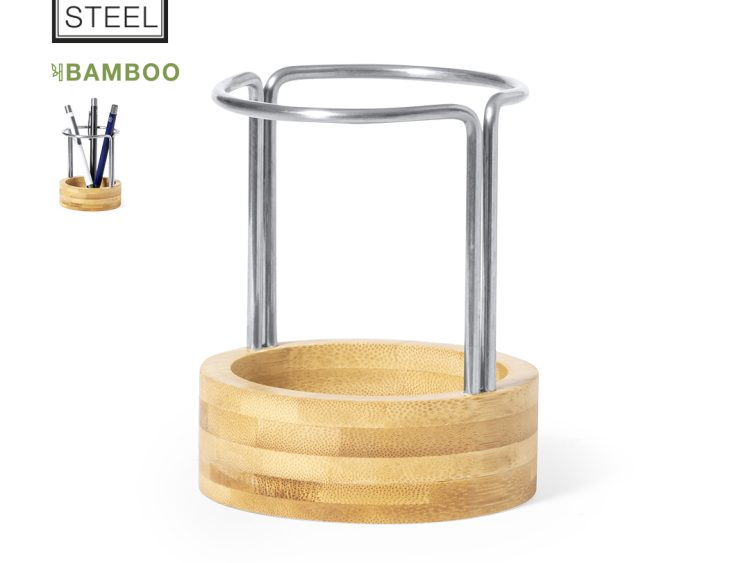 Μολυβοθήκη Ανοξείδωτη με Βάση Bamboo