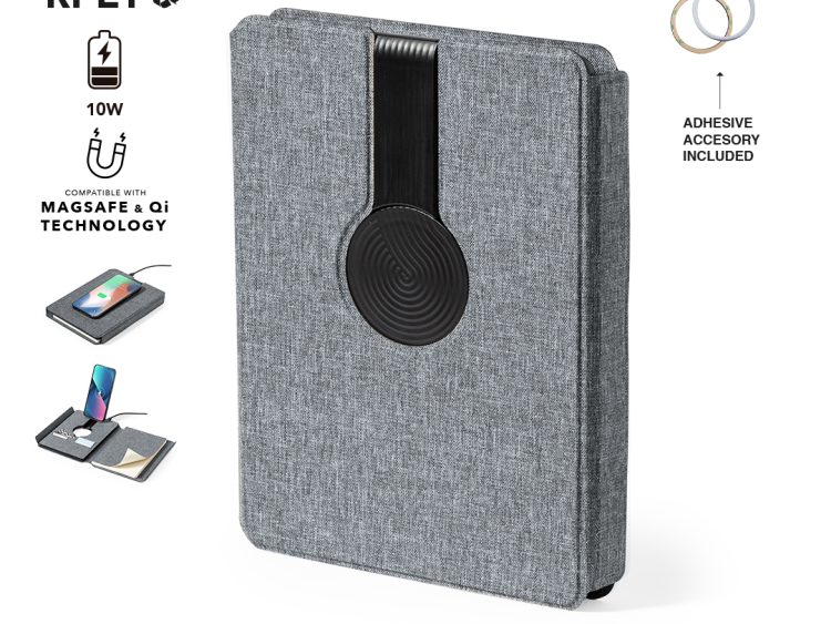 Folder RPET με Σημειωματάριο Ασύρματο Φορτιστή Qi και Powerbank 5000mAh Type C