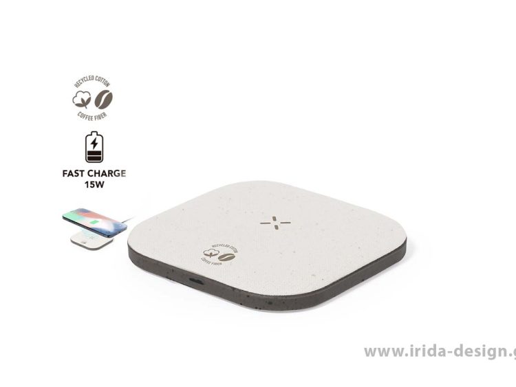 Ασύρματος Ταχυφορτιστής 15W Type-C από Ίνες Καφέ και Ανακυκλωμένο Βαμβάκι