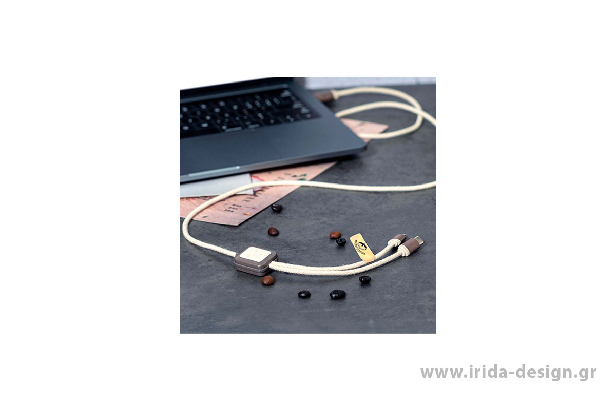 Καλώδιο Φόρτισης Type C/USB/Lightning από Υπολείμματα Καφέ και Ανακυκλωμένο Βαμβάκι
