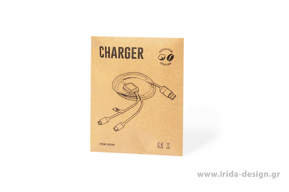 Καλώδιο Φόρτισης Type C/USB/Lightning από Υπολείμματα Καφέ και Ανακυκλωμένο Βαμβάκι