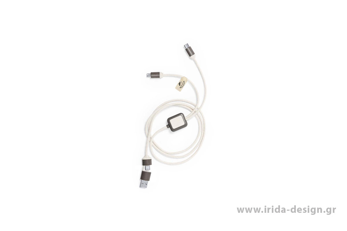 Καλώδιο Φόρτισης Type C/USB/Lightning από Υπολείμματα Καφέ και Ανακυκλωμένο Βαμβάκι