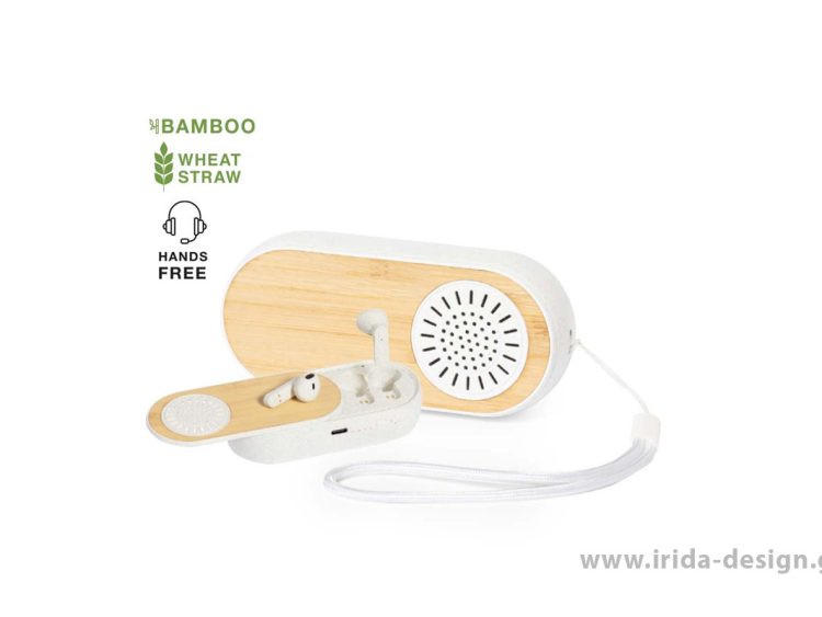 Ασύρματα Ακουστικά Bluetooth Earbuds με Βάση Ηχείο από Ίνες Σιταριού/ABS/Bamboo