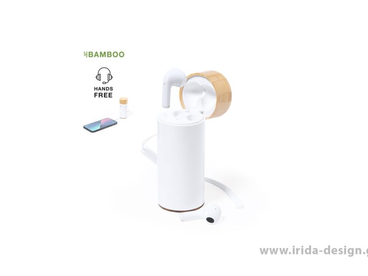 Ασύρματα Ακουστικά Bluetooth Powerbank 4500mAh Type-C από Bamboo/ABS