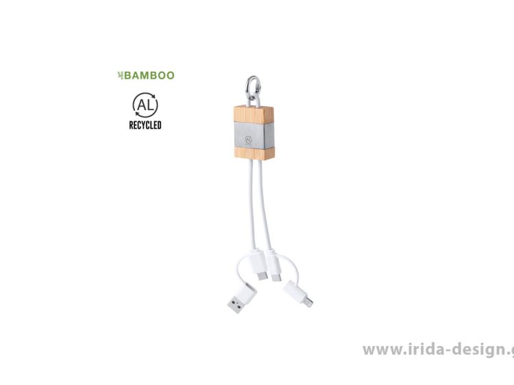 Καλώδιο Φόρτισης USB Type-C Lightning από Ανακυκλωμένο Αλουμίνιο και Μπαμπού
