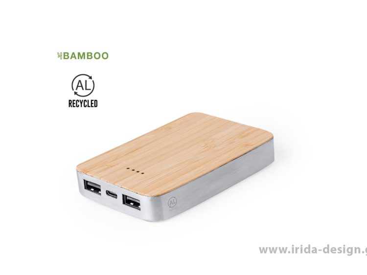 Power Bank 5000mAh USB-C από Ανακυκλωμένο Αλουμίνιο και Μπαμπού