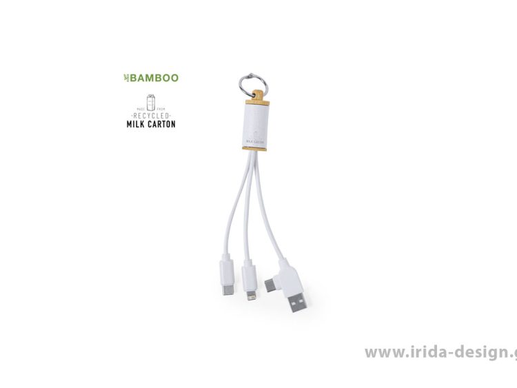 Καλώδιο Φόρτισης Type-C USB Lightning από Μπαμπού και Ανακυκλωμένα Κουτιά Γάλακτος