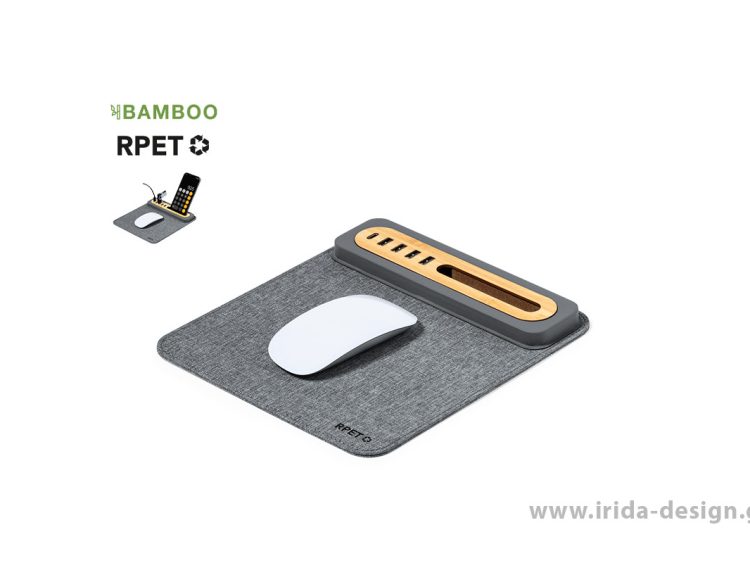 Mousepad Βάση Κινητού USB HUB 2.0 4 Θυρών Type-C RPET/Bamboo