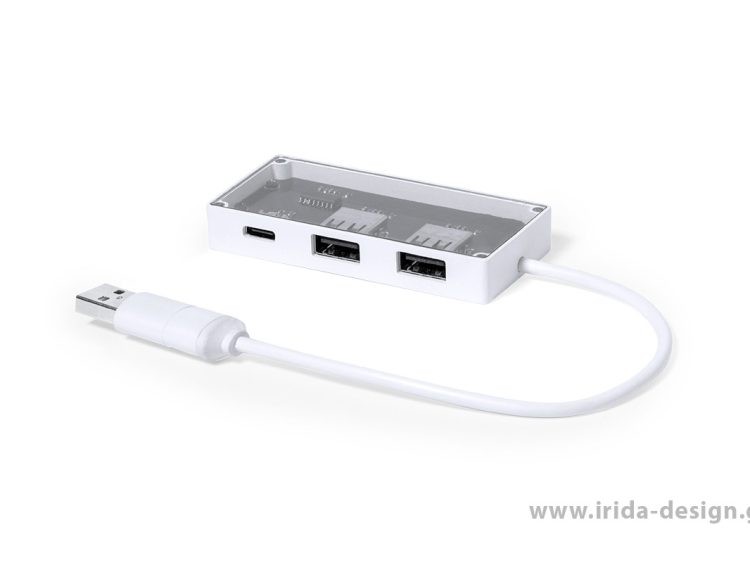 USB Hub 2.0 3 Θυρών Type-C/USB Διάφανο