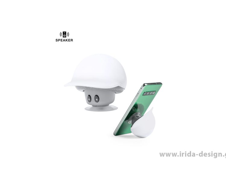 Ασύρματο Ηχείο Μανιτάρι 3W Bluetooth Βάση Κινητού Handsfree Λευκό με Βεντούζες