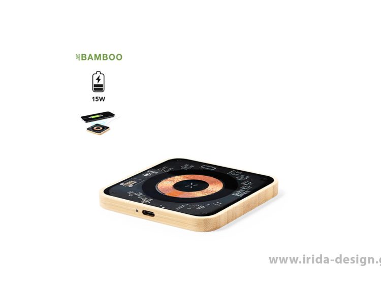 Μοντέρνος Ασύρματος Φορτιστής 15W Type-C Qi από Bamboo