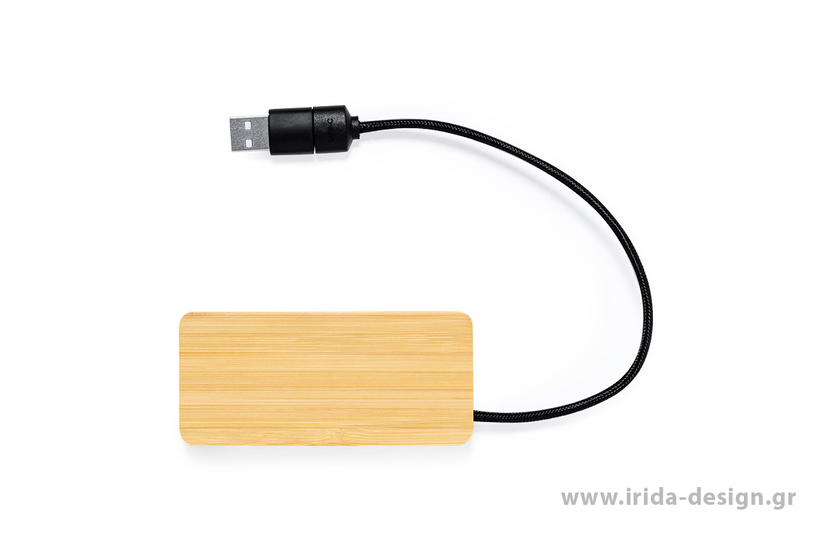 USB Hub 2.0 με Μαύρη Επιφάνεια 1 Type-C 2 USB 2.0 από Μπαμπού