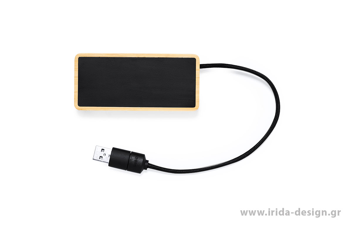 USB Hub 2.0 με Μαύρη Επιφάνεια 1 Type-C 2 USB 2.0 από Μπαμπού
