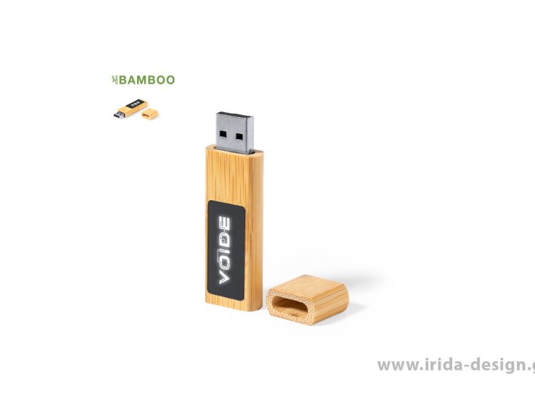 USB Flash 16GB από Μπαμπού με Μαύρη Επιφάνεια