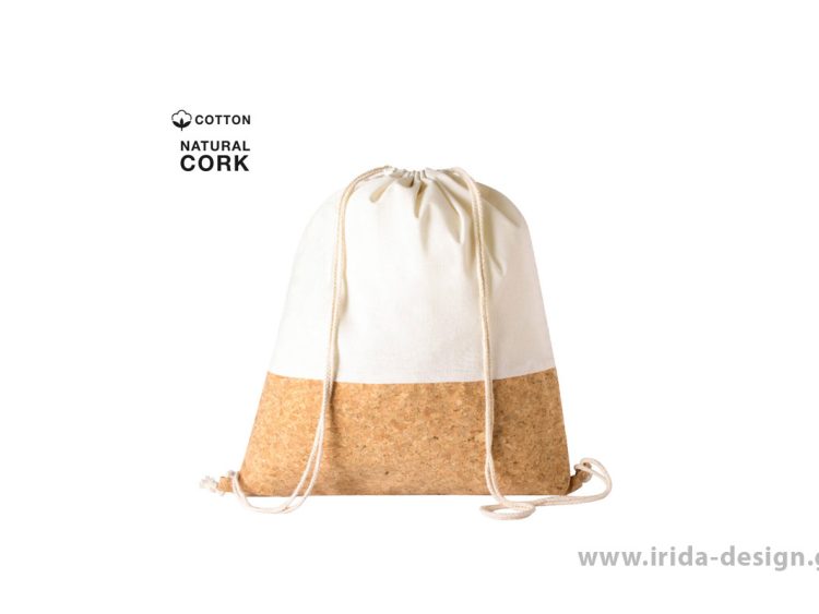 Backpack Σακίδιο Πλάτης με Κορδόνια από Βαμβάκι και Φελλό