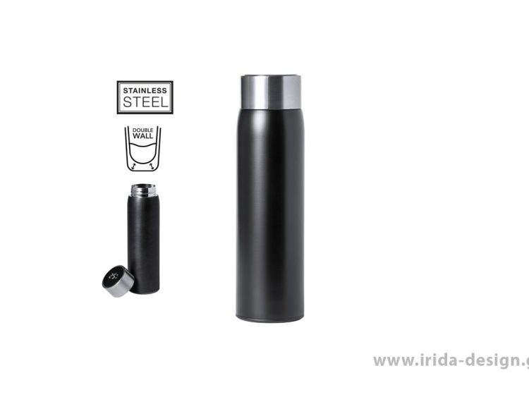 Μπουκάλι Θερμός Ανοξείδωτο 500 ml Ματ με Ένδειξη Θερμοκρασίας