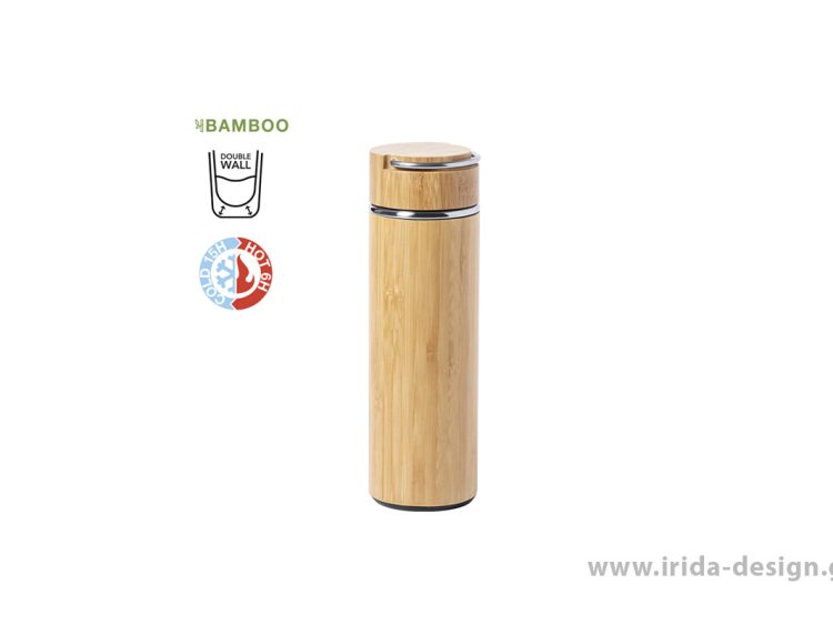 Μπουκάλι Θερμός 400 ml Μπαμπού με Σουρωτήρι