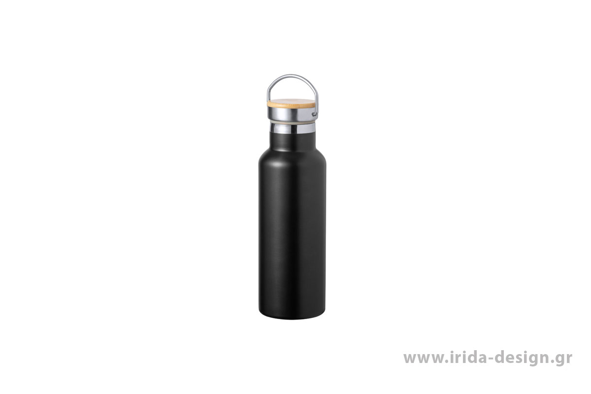 Μπουκάλι Θερμός Ανοξείδωτο 500 ml με Λαβή και Καπάκι Bamboo