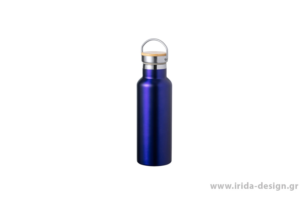 Μπουκάλι Θερμός Ανοξείδωτο 500 ml με Λαβή και Καπάκι Bamboo