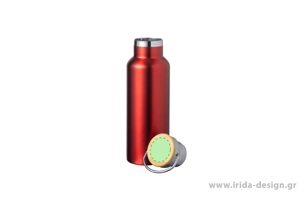 Μπουκάλι Θερμός Ανοξείδωτο 500 ml με Λαβή και Καπάκι Bamboo