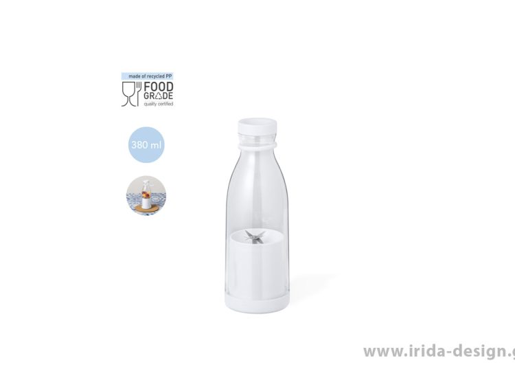 Μπουκάλι Μπλέντερ 380 ml Λευκό Επαναφορτιζόμενο