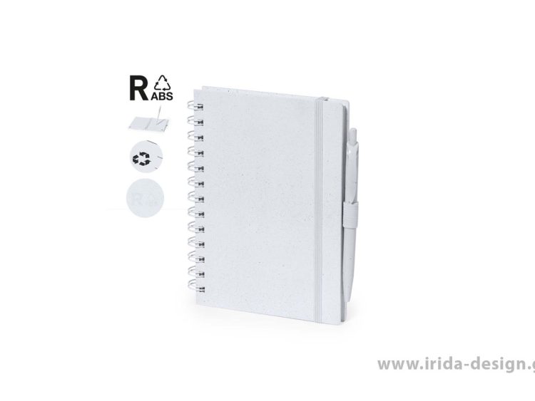 Σετ Σημειωματάριο Σπιράλ Α5 70 Φύλλων από RABS με Στυλό και Λάστιχο σε Διάφορα Χρώματα