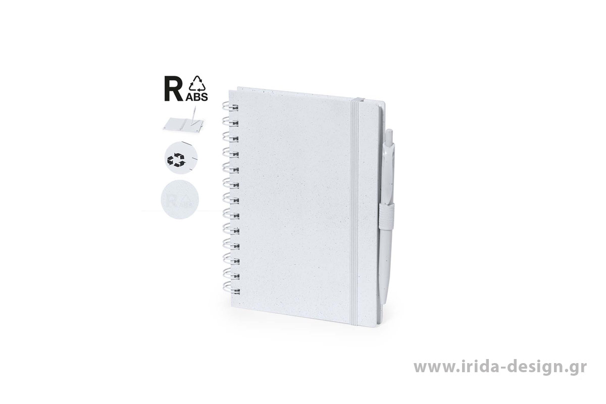 Σετ Σημειωματάριο Σπιράλ Α5 70 Φύλλων από RABS με Στυλό και Λάστιχο σε Διάφορα Χρώματα