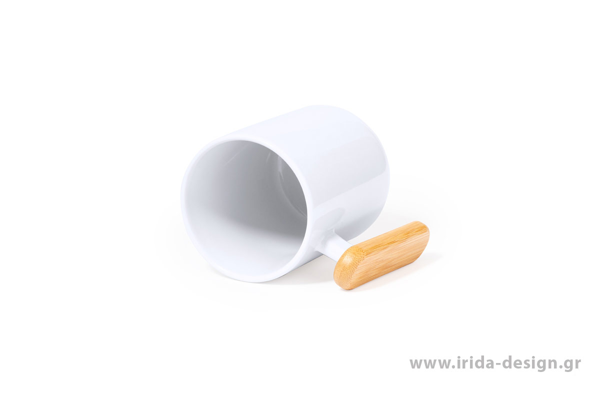 Κεραμική Κούπα Λευκή 480 ml με Λαβή Bamboo